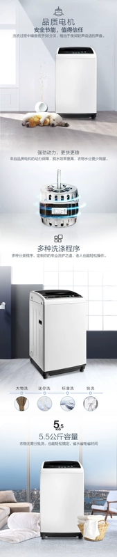 Máy giặt Midea 5,5 kg KG, Máy giặt mini gia đình cánh quạt tự động MB55V30 - May giặt