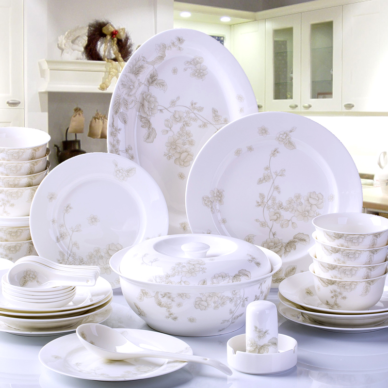 Dishes suit household combination of European jingdezhen ipads porcelain tableware Dishes chopsticks Chinese ceramic bowl Dishes for dinner