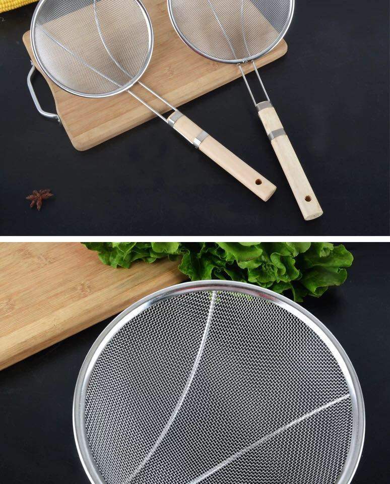 不锈钢油炸勺捞勺过滤网网漏隔油漏勺木柄网漏滤油勺