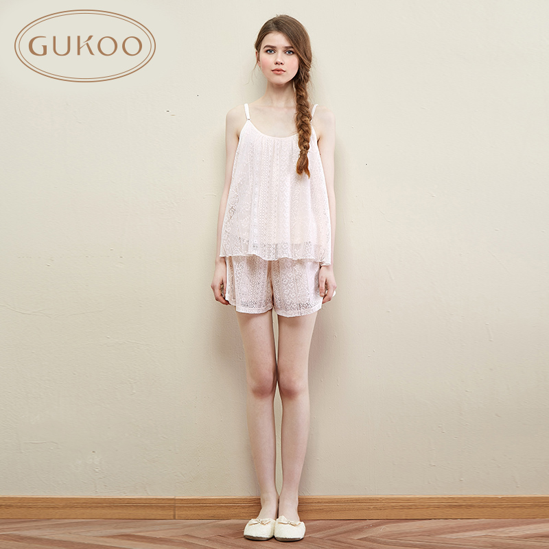 Gukoo/果壳性感睡衣女睡裙套装蕾丝款吊带睡裙女家居服女夏天甜美产品展示图4