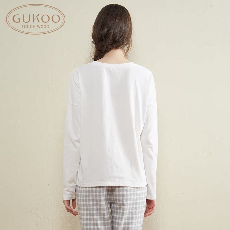 Gukoo/果壳2015年秋季可爱猫头鹰情侣家居服睡衣长袖上衣产品展示图1