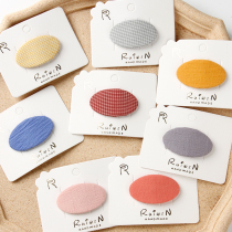 Korean fabric geometric Oval hairclip back top clip edge clip girl hair accessory fairy Mori Super fairy bangs