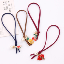 Head rope female Hairband personality hipster Super fairy cute fruit Pearl knotted rubber band rubber band tie hair accessories
