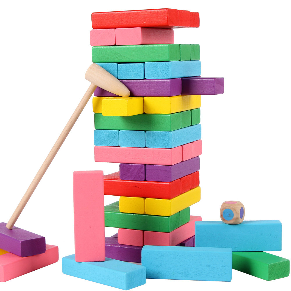 叠叠高抽积木彩虹叠叠乐数字层层叠实木制益智力玩具桌面亲子游戏