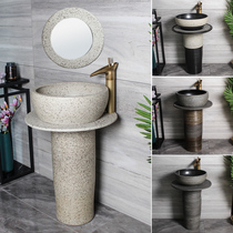 Outdoor column type washbasin ceramic washbasin integrated floor-floor outdoor patio sub-column basin washbasin