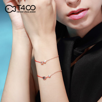 T400 Pig life Year small red rope sterling silver bracelet Female couple birthday gift Niche design belongs to pig jewelry