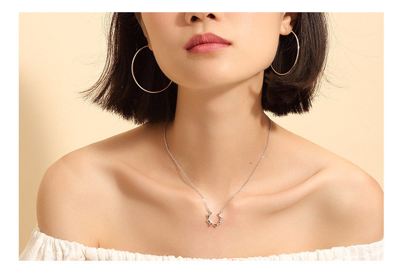 t400银项链女锁骨链纯银主君的太阳日韩版学生简约短款小清新银饰