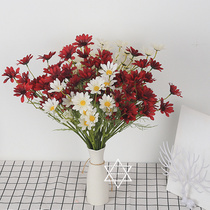 Inwind emulation hand hold flower small daisy 5 head Dutch Chrysanthemum Wedding Celebration Prop Simulation Flower Decoration Furnishing Flower Arrangement