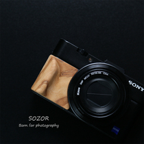 Camera solid wood handle Sony Black cartoon with RX100M7M6M5A Sandalwood hand grip sticker one-handed non-slip
