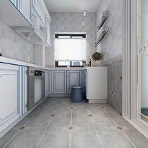 American vintage gray antique brick kitchen bathroom balcony tile Mediterranean with corner wall floor tile non-slip 300