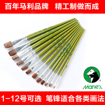 Marley flat head wolf brush set 1860 Beginner acrylic gouache Primary school painting pigment special pen