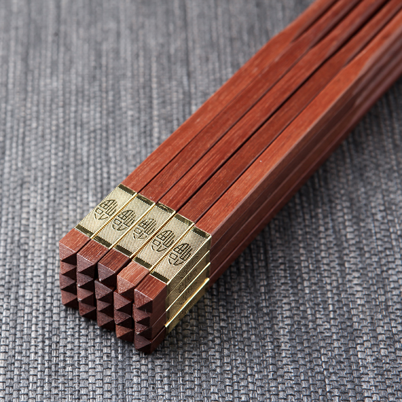 Xi make alloy mahogany chopsticks 10 pairs of pack 】 【 without lacquer idea for hotel domestic annatto tableware