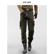 The leisure trend of men and women outdoor loose sweatpants military brigade style pure cotton-tolerant camouflage camouflage multi-tube overalls