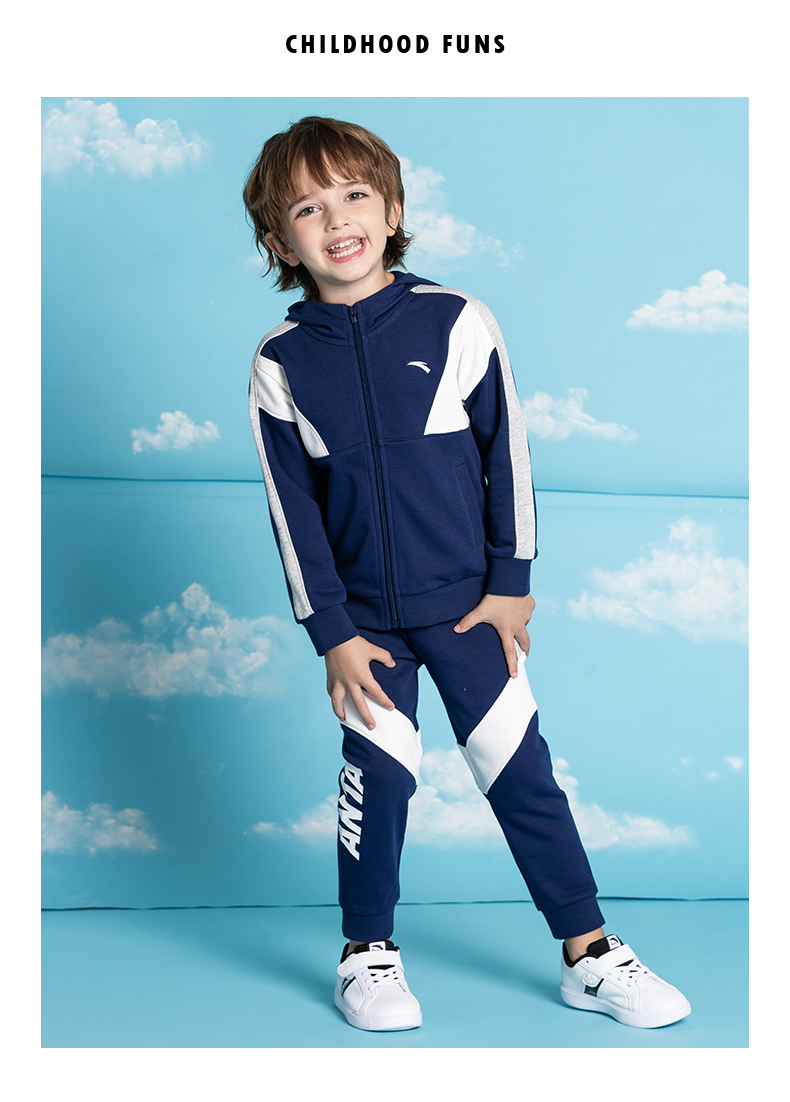 安踏官网儿童童装男童套装春秋款2020春季新款小童宝宝运动套装潮_优
