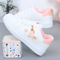 Childrens shoes Spring and Autumn New flat white shoes Girls single shoes White Middle School students leisure sports shoes