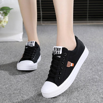 2021 Spring and Autumn New lace canvas shoes Korean single shoes classic white black student casual board shoes flat sneakers