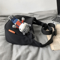 Canvas Bag Women Summer Slanted Satchel 2022 New Tide Single Shoulder Bag Mens Day Department Student Light Sport 100 Hitch Dumplings Bag