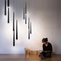 Duplex staircase Villa chandelier Simple cone small chandelier Living room Dining room Rotating staircase light Cafe bar light