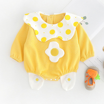 Bag fart clothes Baby spring and autumn pure cotton baby girl princess triangle coat suit Cute newborn baby girl clothes autumn