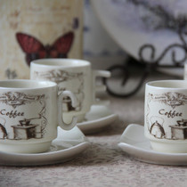 Italian letter espresso cup vintage country afternoon tea household ceramic European mocha cup set