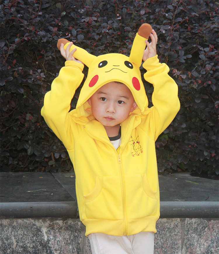 春秋男女童黄色皮卡丘卫衣外套儿童卡通动物童装宝宝可爱卫衣绒衫
