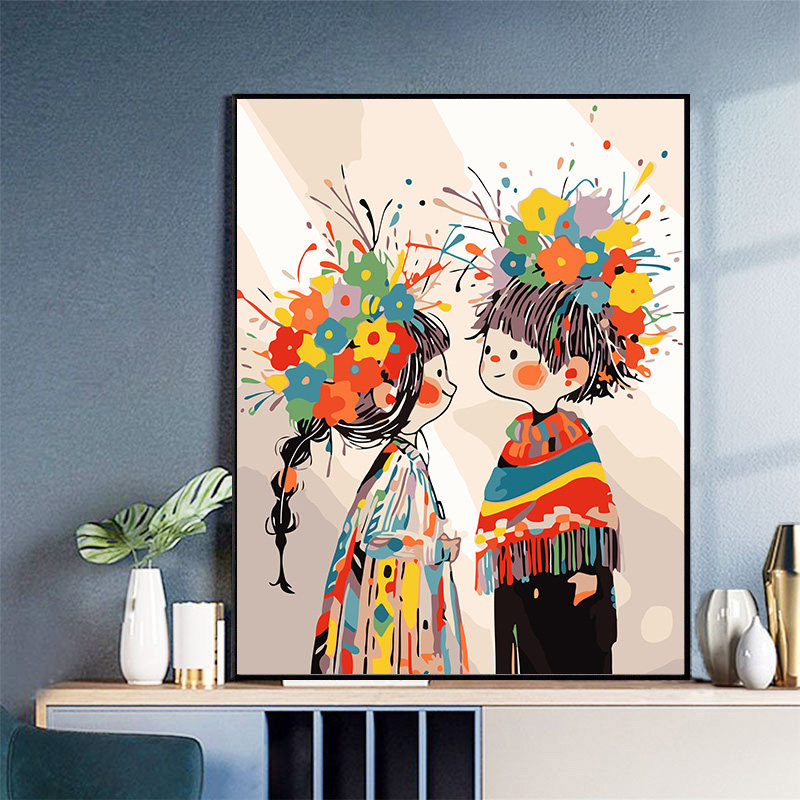 数字油画diy油彩画手工减压填充人物女孩简单治愈客厅装饰画