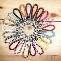 Woven leather cord keychain key ring mens and womens waist pendant key chain key chain ring card holder car key chain