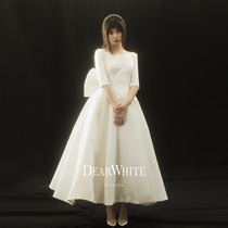 Dear white 《 Thousand Bird Short 》 Original innovation simple satin shoulder wedding bride main veil small man