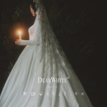 Dear white hymn main wedding dress 2021 new bride long-sleeved satin tail vintage one-shoulder dress