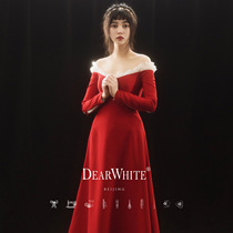 Dear white  red  dress red female 2021 new wedding little man evening dress bridal toast dress