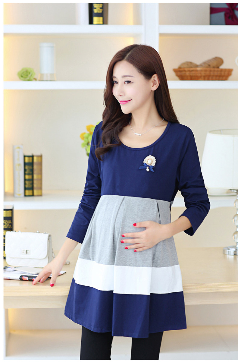 秋款孕妇连衣裙长袖纯棉2015孕妇装秋冬装孕妇秋装上衣孕妇裙长裙