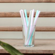 Independent Packaging net red pink extended juice milk tea straw disposable plastic white fine straw beverage thick straw