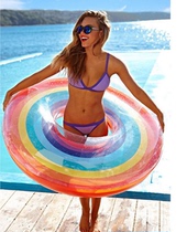 Thickened adult super large rainbow swimming circle lifebuoy childrens underarm circle blister ins Net red photography props