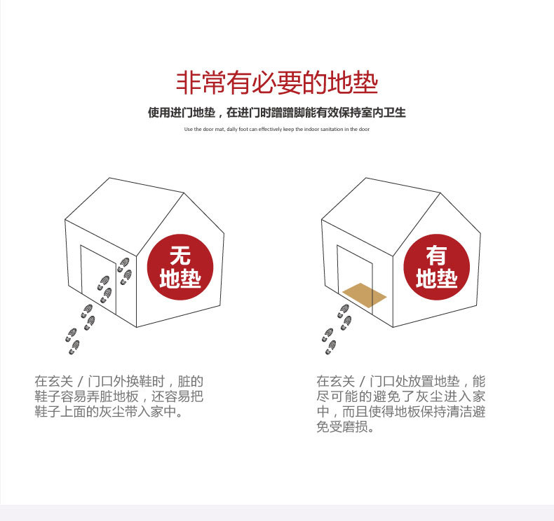 ковер 半岛良品 进门口入户地毯 门厅卧室厨房卫浴门垫子脚垫 吸水防滑 Bydoll xhdd01