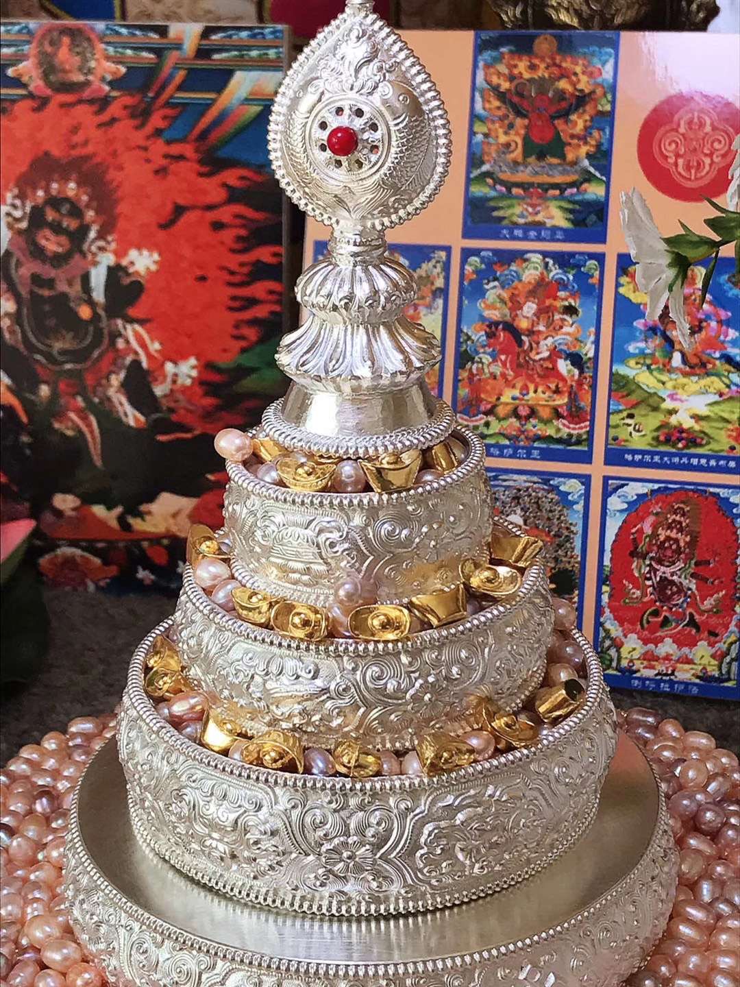 三漫陀佛教礼供珍珠曼扎供佛七宝石无孔散珠裸珠装藏安炉水晶碎石