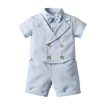 Year-old dress Male baby summer one-year-old child short-sleeved suit Kindergarten graduation suit Summer childrens suit