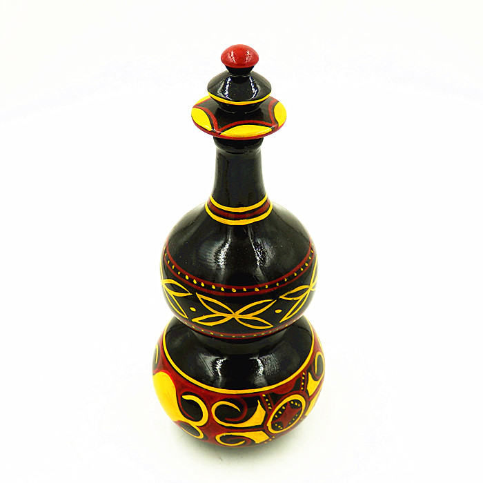 四川凉山少数民族特色工艺品昭觉彝族漆器大号葫芦酒壶 餐具_不打折