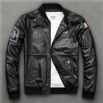 New High-end Head Layer Sheep Leather Leather Leather Clothing Male Youth Flight Jacket Sheep Leather Short Locomotive