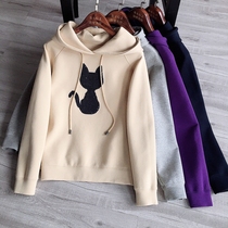Large factory goods excellent quality self-reserved heavy three-dimensional sequin embroidery casual hooded sweater women autumn and winter