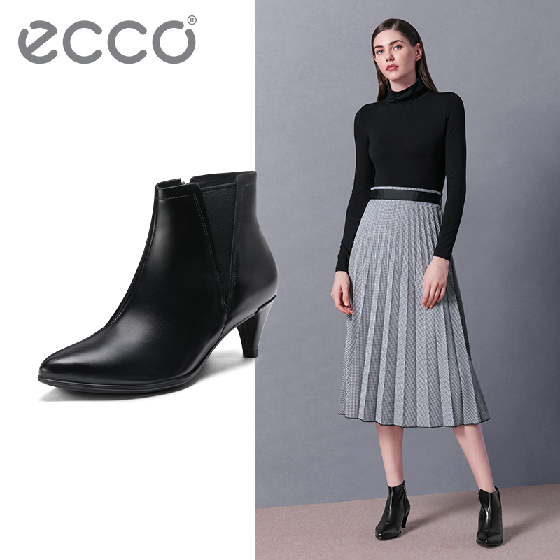 ECCO爱步低跟靴子女 拉链尖头细跟皮靴女 型塑45 263873 ECCO爱步低跟靴子女 拉链尖头细跟皮靴女 型塑45 263873