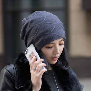 毛线帽子女潮韩国秋冬季韩版百搭保暖加绒冬天时尚英伦潮人针织帽