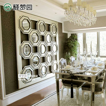 European neoclassical mirror porch mirror fashion modern living room background wall decoration round square wall decoration 0969M
