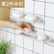 Soap box Suction cup wall-mounted non-perforated large soap rack Soap rack bathroom creative drain soap box