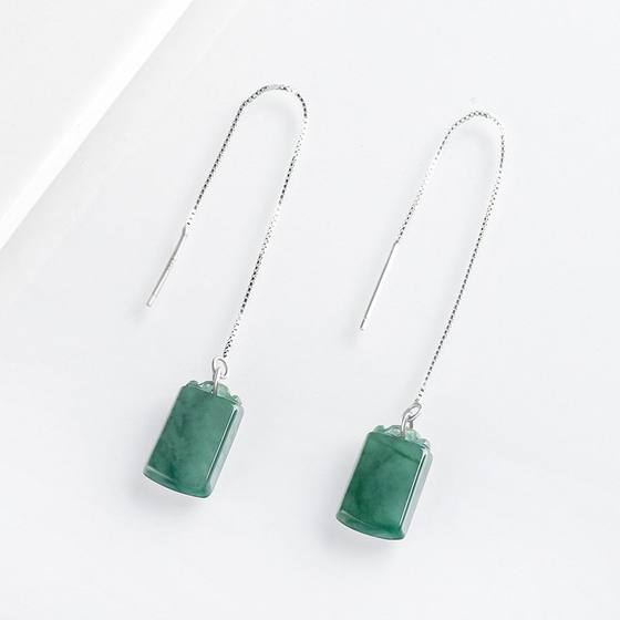 925 Sterling Silver Natural Jade Jade A-Grade Ping Wuwu 브랜드 Ear Wire Genuine Jade 여성 고급 귀걸이 새로운 스타일 925 Sterling Silver Natural Jade Jade A-Grade Ping Wuwu 브랜드 Ear Wire Genuine Jade 여성 고급 귀걸이 새로운 스타일