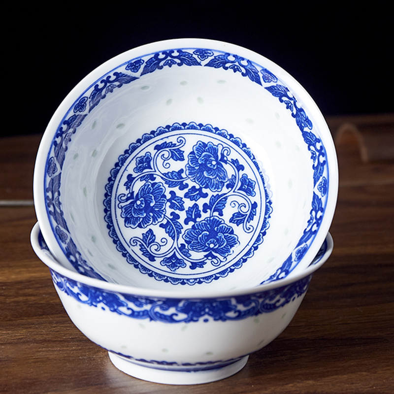 Jingdezhen ceramic glaze and exquisite dishes of blue and white porcelain tableware under 4.5 "5" 6 "rice bowls rainbow such as bowl soup bowl
