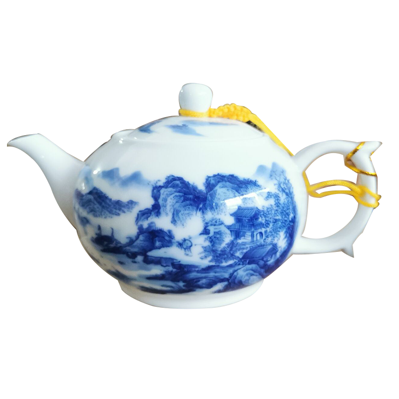 Jingdezhen ceramic teapot single pot of kung fu tea set of blue and white porcelain white porcelain teapot household small tea kettle