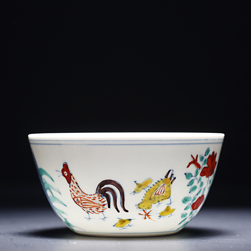 Ming chenghua chicken color bucket cylinder kung fu tea cups of jingdezhen ceramics pure manual archaize master single CPU