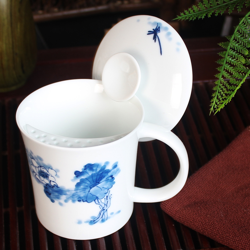 Jingdezhen ceramic cups with cover band filter hand - made tea tea cup office personal cup