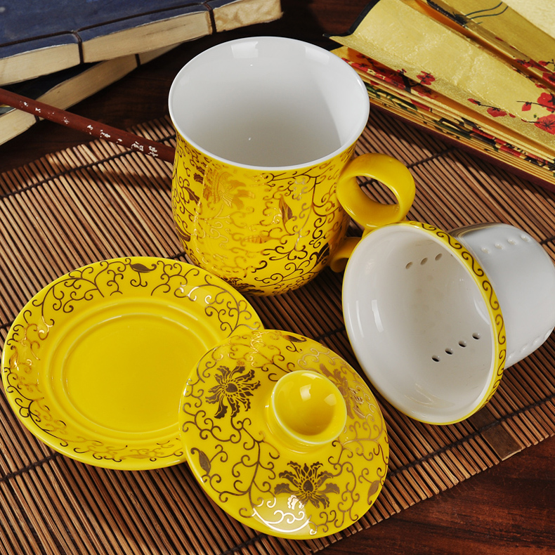 Jingdezhen porcelain ceramic cups with cover with filter cup tea cup office personal cup cup