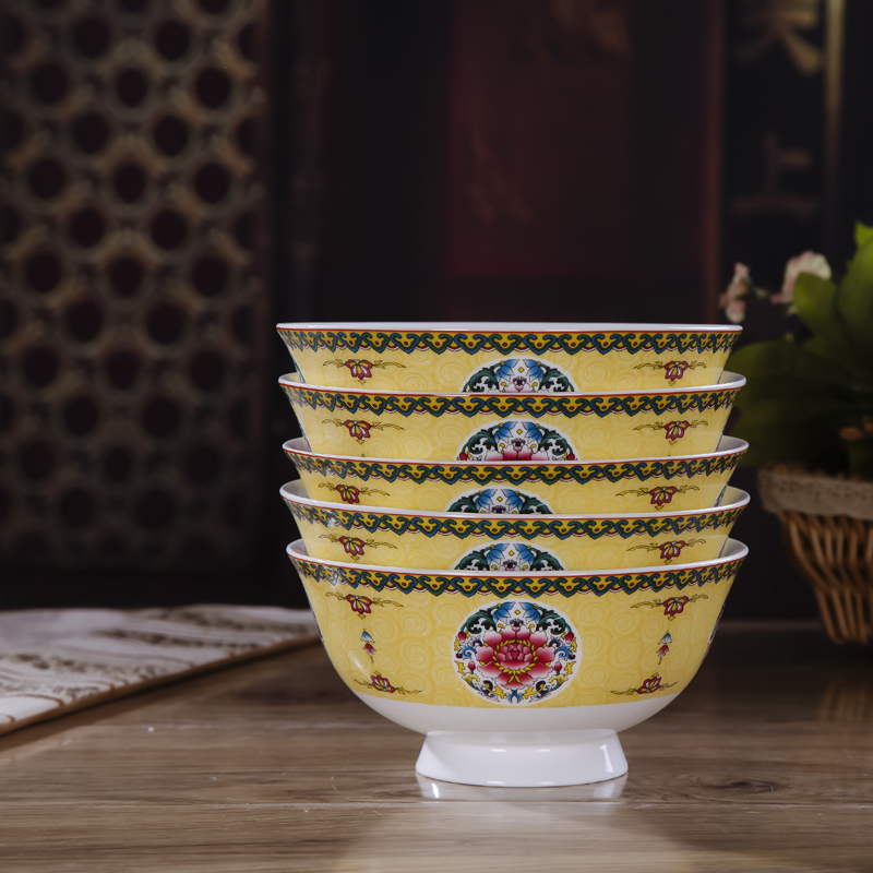 The Product jue jingdezhen blue and white porcelain rainbow such use tall bowl of noodles bowl large bowl of beef noodles in soup bowl of domestic wholesale 6 inches